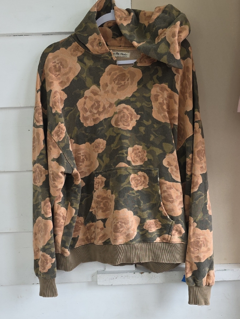 We The Free Floral Camo Hoodie - Peach & Olive